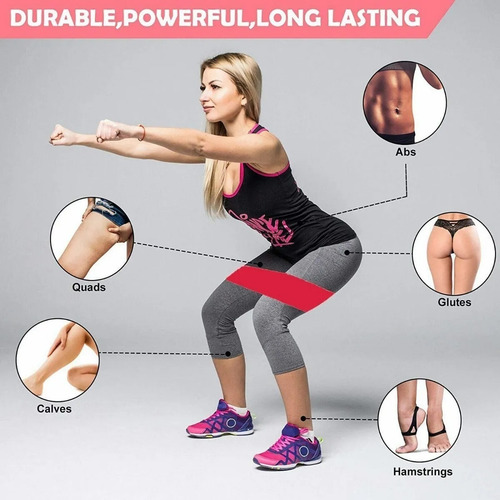 Ligas Resistencia Kit 5 Bandas Ejercicio Pierna Gluteos