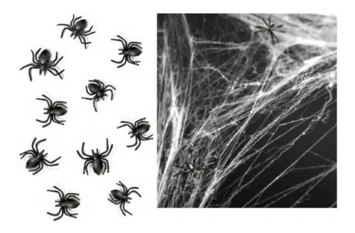 Imagem 6 de 6 de 63pc Decorações De Halloween Realistas Da Teia De Aranha A