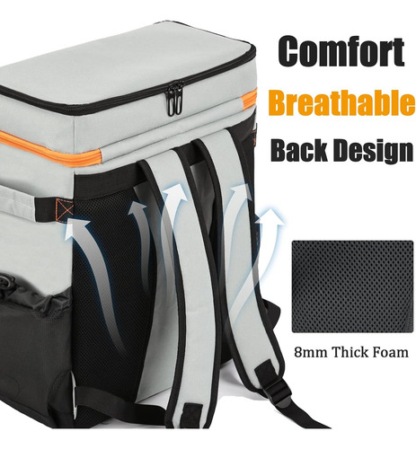Hielera Mochila Térmica Anti Fugas Insmeer Gran Capacidad Gris