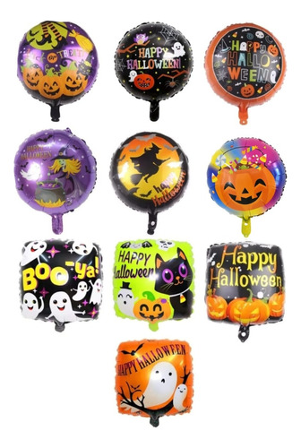 10 Globos Halloween Con Calabaza De 18 Pulgadas