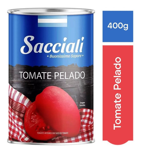Imagem 3 de 3 de Tomate Pelado Lata 400g Sacciali