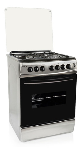 Cocina Delne TE-6631 I Combinada a gas/eléctrica 4 hornallas  acero inoxidable 220V puerta con visor 70L