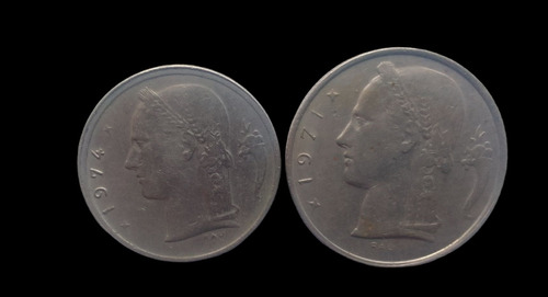 Monedas Bélgica 1 Y 5 Francs 1971 Y 1974