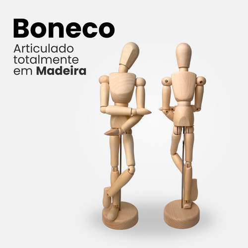 Boneco Articulado 30cm Manequim De Madeira Clara Decoração