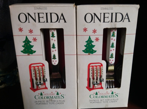 Cubiertos De Navidad En Acero Inox Oneida De 24 Piezas. 