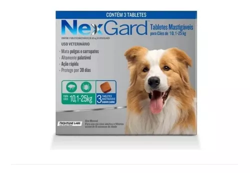 Nexgard Cães De 10,1 A 25kg 3 Tablet Antipulgas Carrapatos