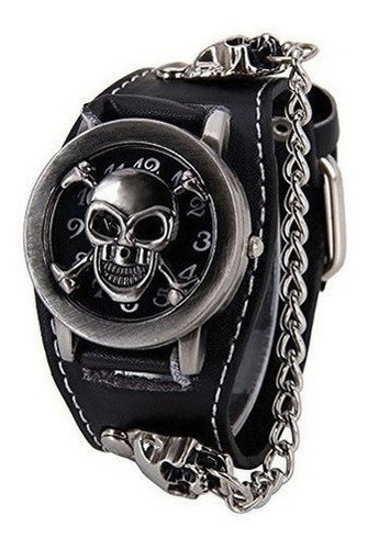 Punk Style Skull Clamshell Rivet Reloj Ancho Reloj De Puño A