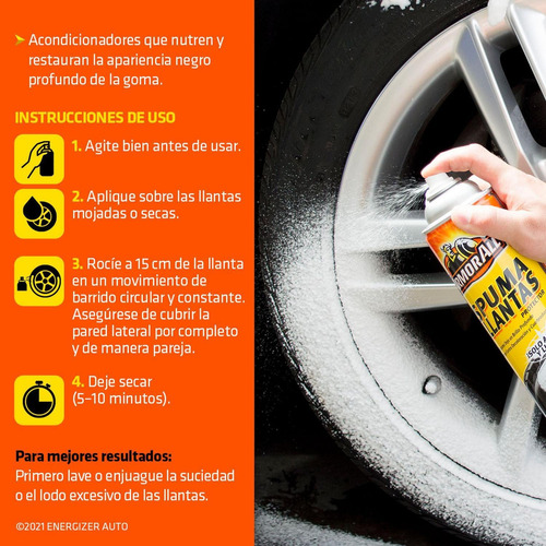 Espuma Limpieza Brillo Protección Neumáticos Armor All 510g Color Negro