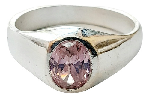 Anillo Plata 925 Solitario Cubic Rosa Oval Anpl218 Italy 