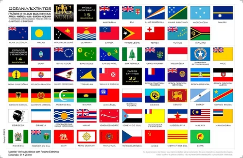 Coleção de bandeiras de países do mundo com nomes