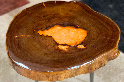 Resina Epóxi 1kg + Pó Metálico Laranja Terra Ag