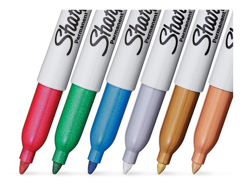 Imagen 2 de 6 de Marcador Sharpie Permanente Metallic X 6 Colores Metalizados