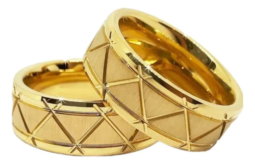 Par De Aliança De Casamento Larga Em Ouro 18k Com Detalhes