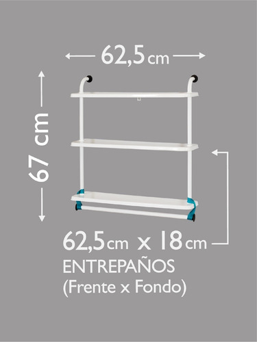 Imagen 5 de 6 de Repisas Para Baño Konekte Blanco Metal Sólido Resistente
