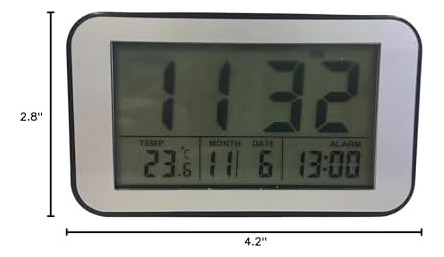 Despertador Lcd Unity, Negro Mate, 4.2 X 2.8 X 1.9