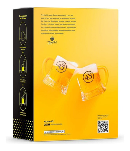 Licor Diego Zamora 43 Kit Com 2 Mini Canecas 700ml Original