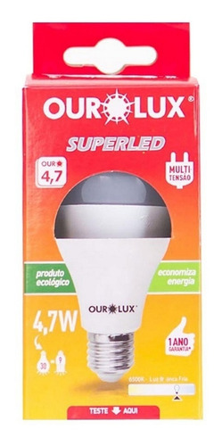 Kit C/ 10 Lampada Led 4,7w Superled Ourolux E27 Bivolt 6500k