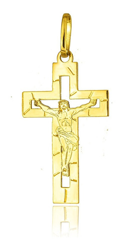 Pingente Ouro 18k Cruz Crucifixo Cristo Masculino Promoção