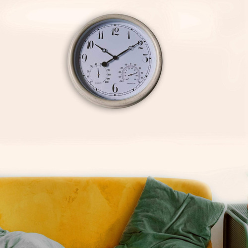 Reloj De Pared Con Termómetro Higrómetro Reloj Redondo Sin