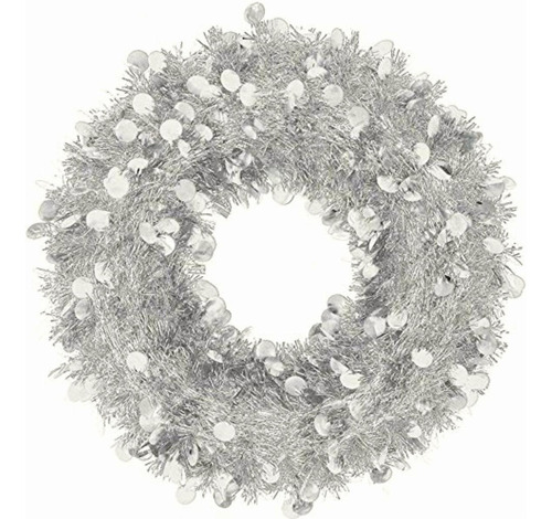 Silver Jumbo Tinsel Wreath | Christmas Decoration