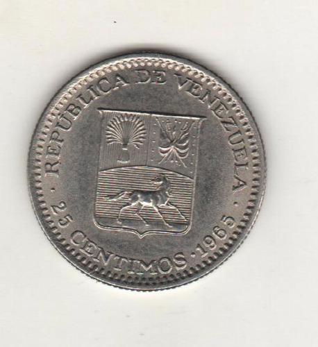 Venezuela Moneda De 25 Céntimos Año 1965 Km Y#40 - Excel.