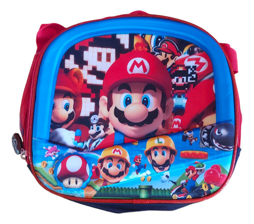Mochila 3pz Super Mario Bros Led 3d Con Lapicera Y Lonchera