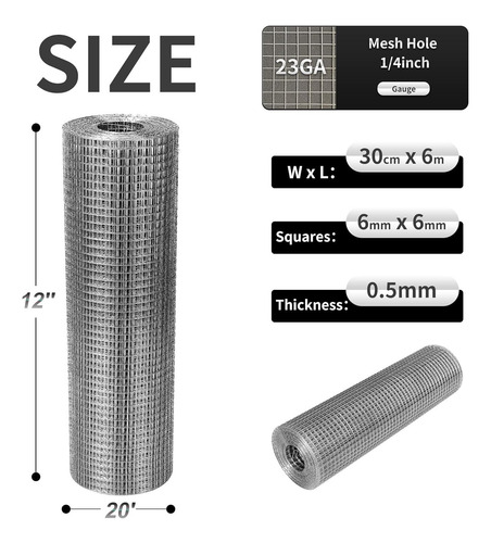Rollo De Malla De Alambre Galvanizado De 4 Pulgadas X 2...