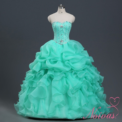 vestidos para debutantes verde agua