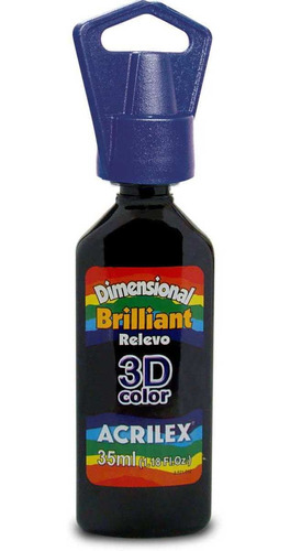 Tinta Relevo Brilhante Dimens. Preto 35ml. Pct.c/06 Acrilex