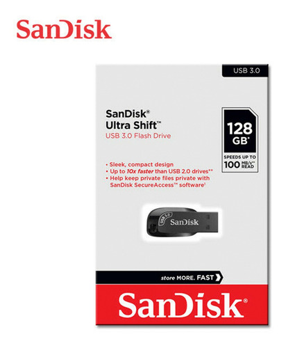 Imagen 4 de 6 de Pendrive Sandisk Ultra Shift 128gb Usb 3.0 100 Mb/s