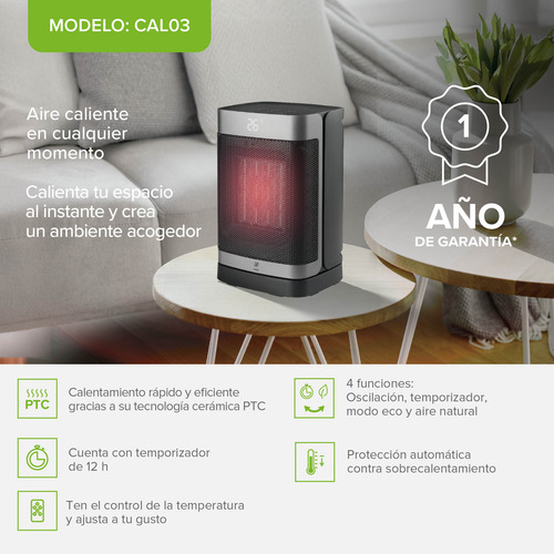 Calefactor Eléctrico De Aire Portátil Con Control Remoto