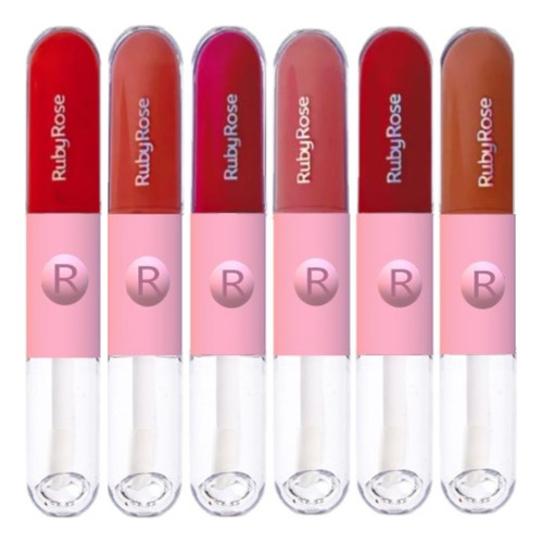 6 Batom E Gloss Liquido Duo Hbf568 G1 Ruby Rose Atacado