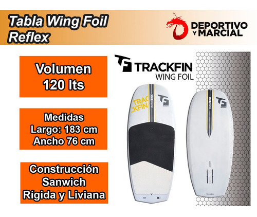 Imagen 4 de 7 de Tabla Wing Foil Trackfin Reflex 120 Lts 183 Cm 2023 En3x