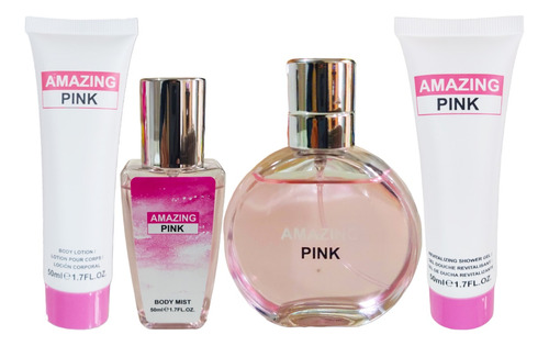 Set P/ Mujer Edp, Mist, Lotion, Shower Gel Amazing Pink 4pz