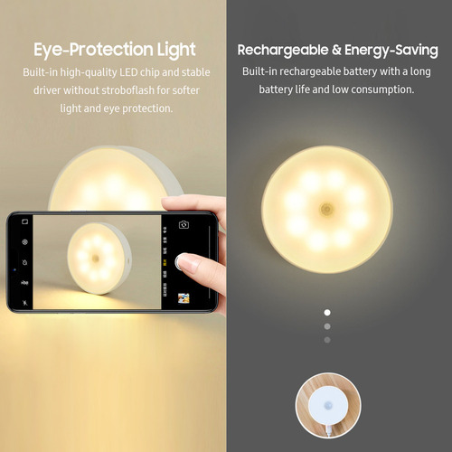 A Luz Nocturna Recargable Con Sensor De Movimiento,