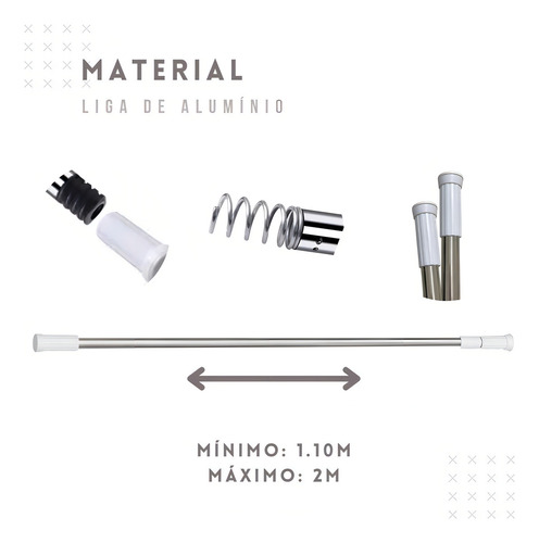 Tubo De Aluminio Ajustable Extensible Color Blanco