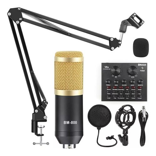 Microfono Condensador Bm-800 Podcast Youtube Con Interfaz