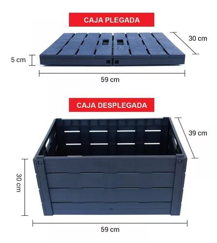 Caja plegable plastico efecto madera