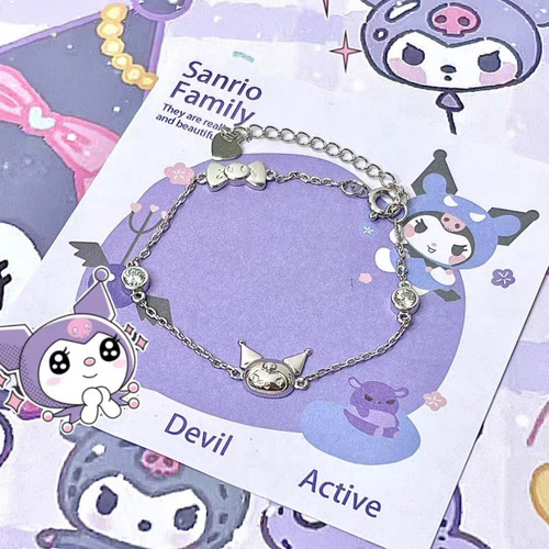 Collars Set Kuromi Mujer Anillo Collar Y Pulsera Moda 3pcs