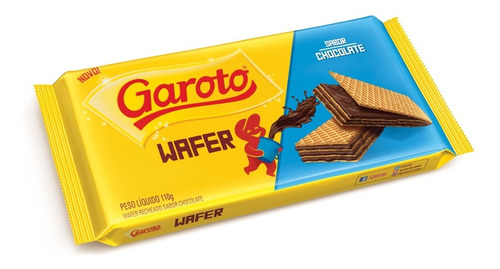 Biscoito Wafer Recheio Chocolate Garoto Pacote 110g