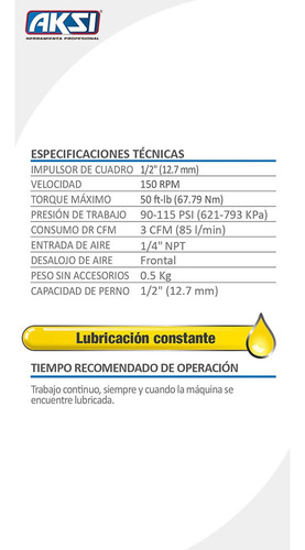 Imagen 5 de 5 de Matraca Neumática Aksi 1/2'' - Línea Semiprofesional