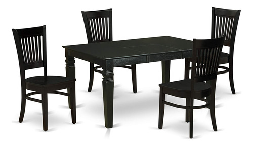 East West Furniture Weva5-blk-w Weston Juego De Habitación