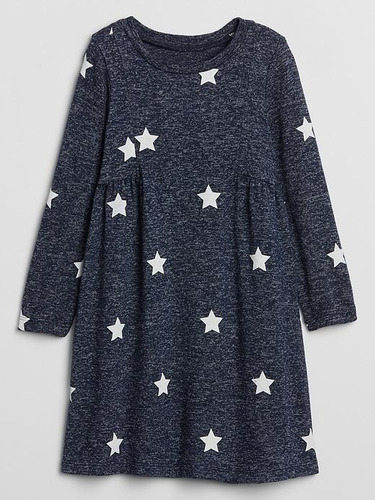 Vestido Niña Azul Jasepado Con Estrellas Blancas Gap De Hilo