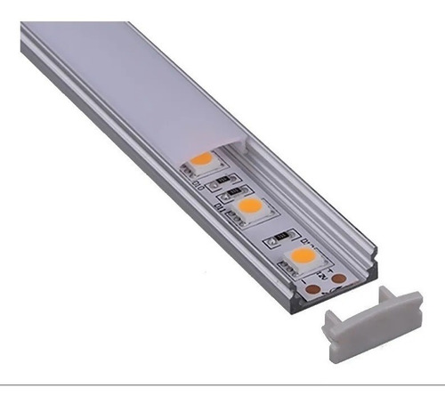 Perfil Aluminio P/ Tira Led 2835 5050 5630 1m Tapa Opal 