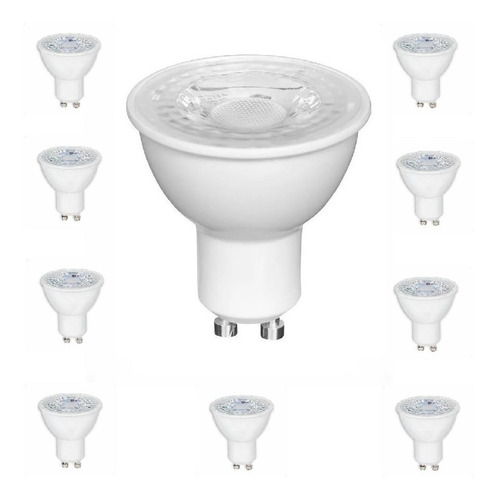 10 Lâmpadas Dicróica Led Mr16 4,8w 6500k Branco Frio Bivolt