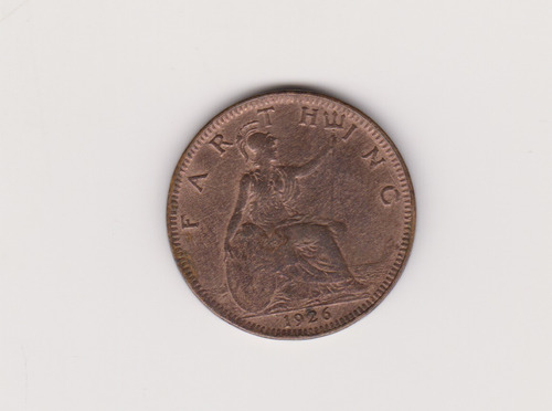 Moneda Inglaterra Farthing Año 1926 Excelente Sucia