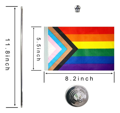 Bandera D Escritorio Base Metálica, Progreso Dl Orgullo Lgbt