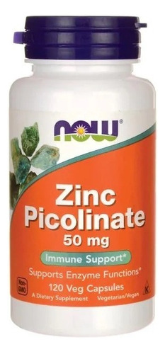 Picolinato De Zinc De Now Foods 50mg 120 Cáps Sistema Inmune