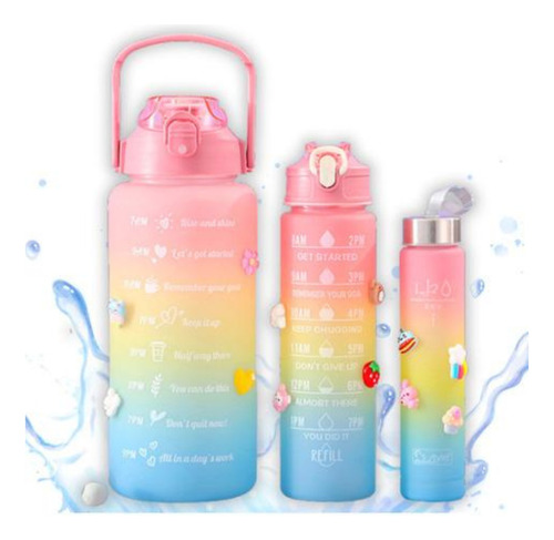 Kit Com 3 Garrafas Treino De 2 Litros, 900ml E 300ml