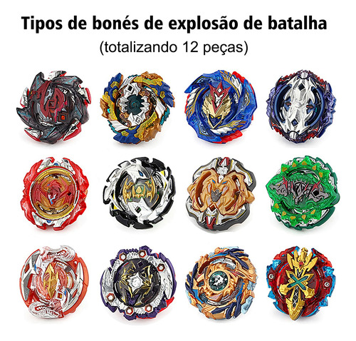 Kit Maleta 12 Bayblade Metal Piões Com 1 Grip 3 Lançadores